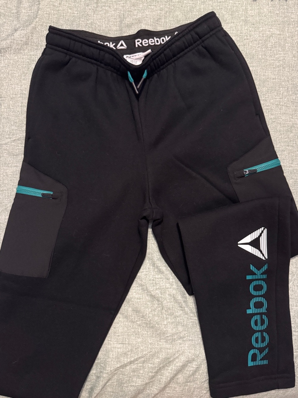 Reebok Black Jogger Pants with Teal Accents